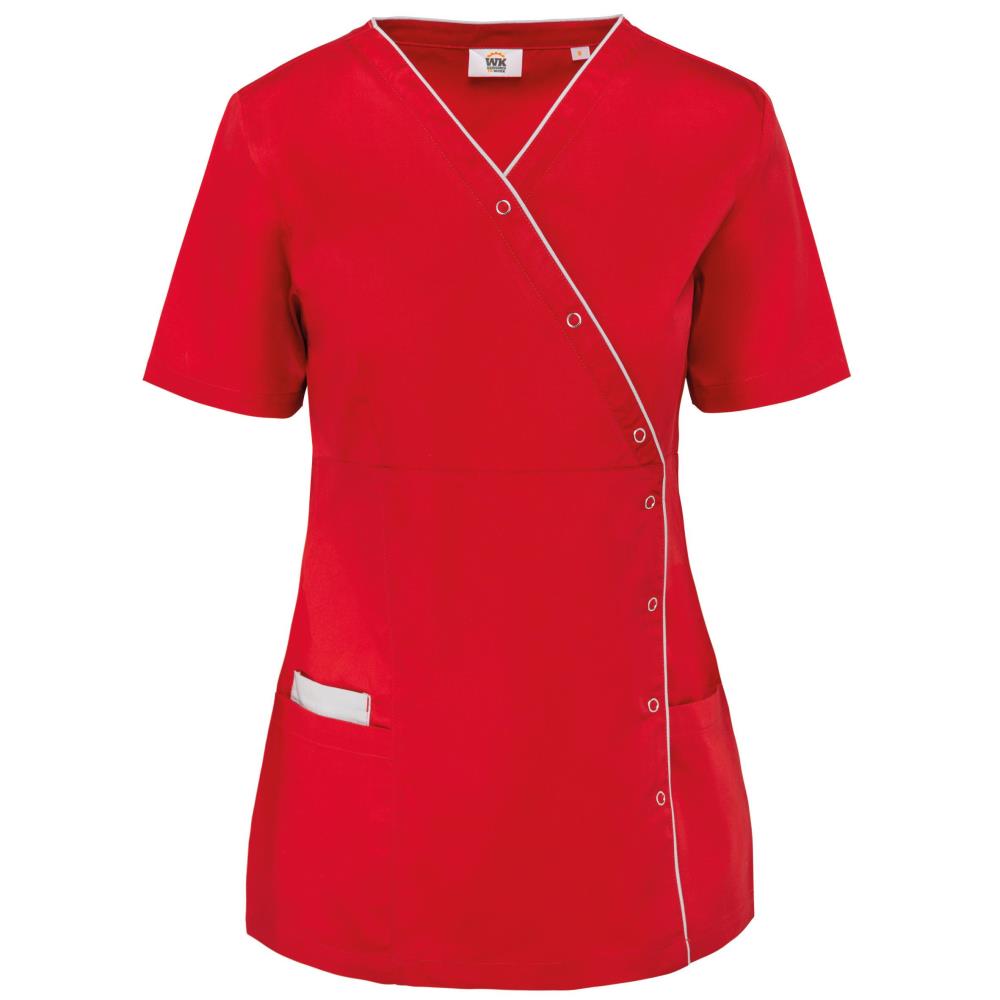 Damesblouse in polykatoen met drukknopen