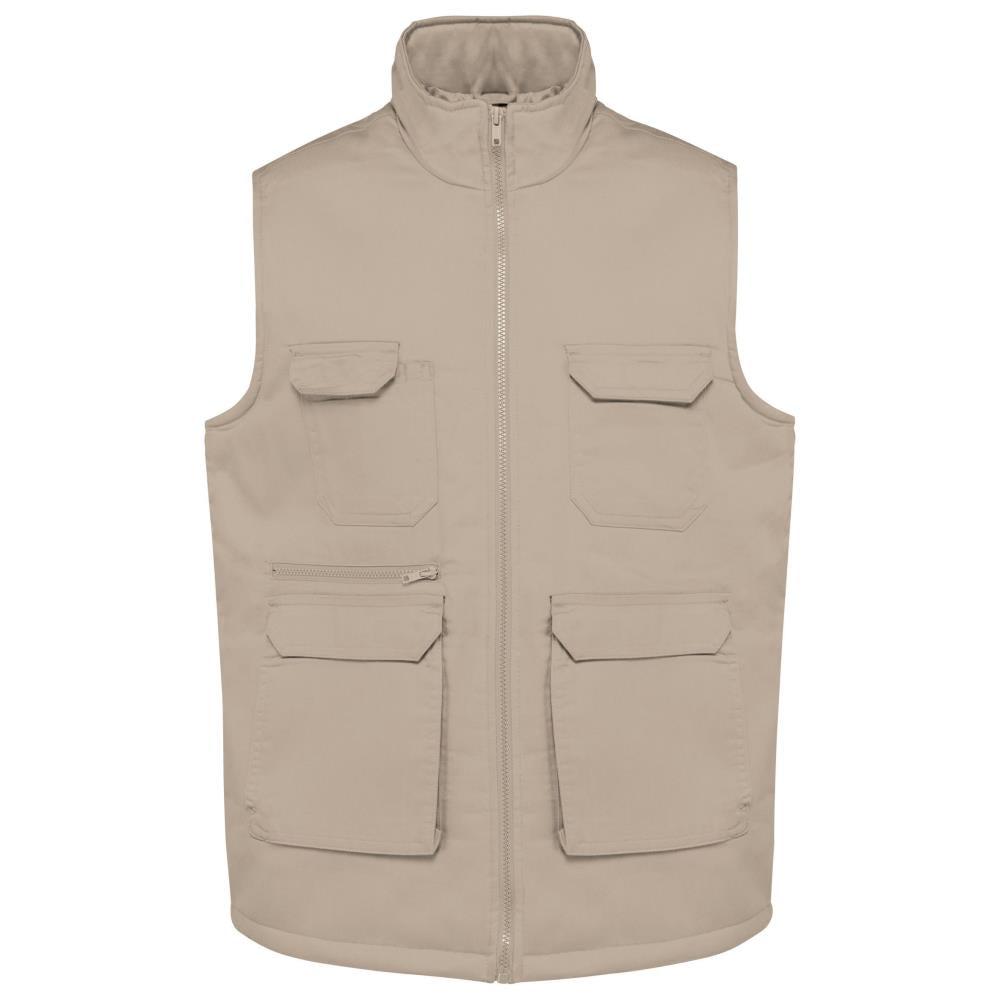 Gewatteerd unisex gilet in polykatoen met veel zakken