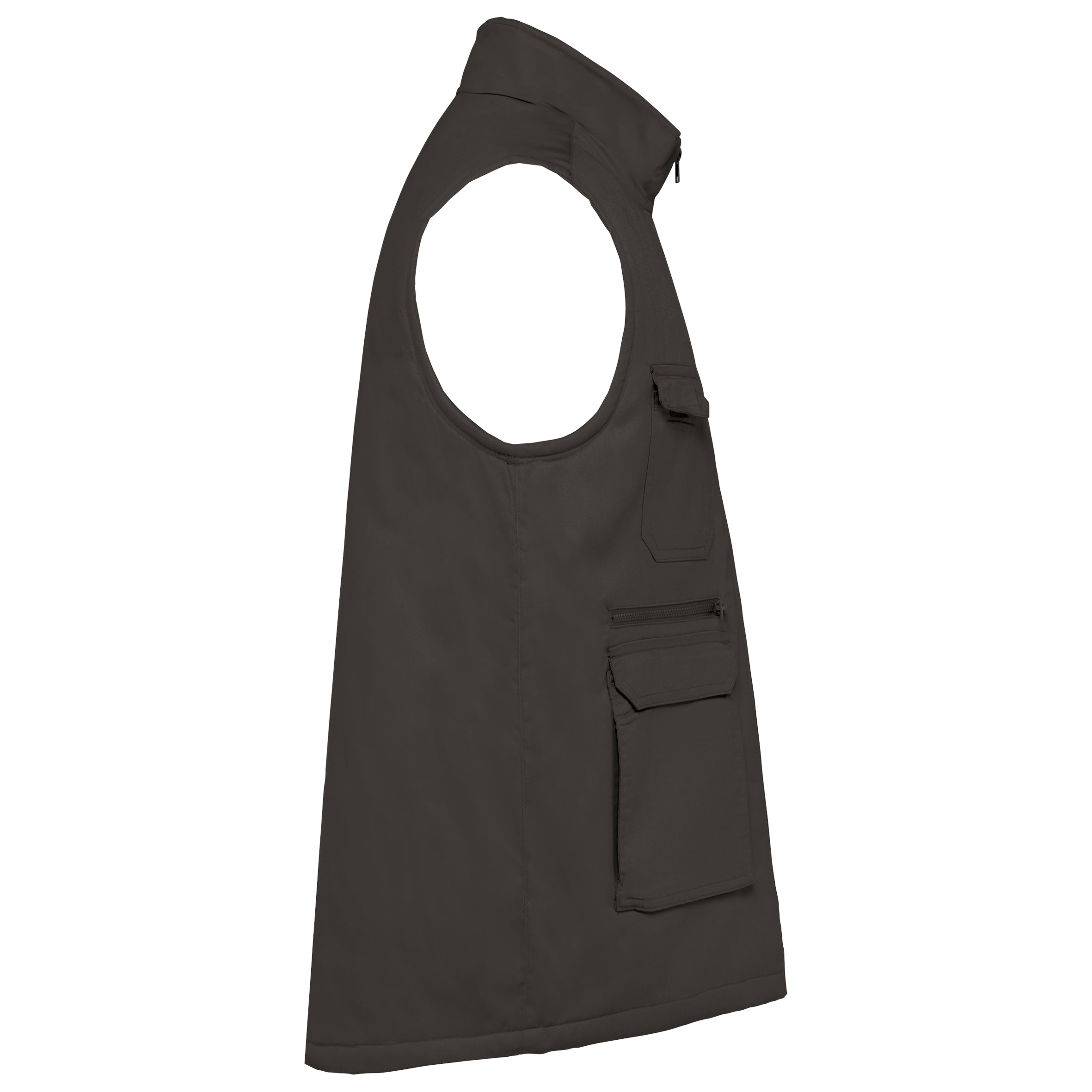 Gewatteerd unisex gilet in polykatoen met veel zakken