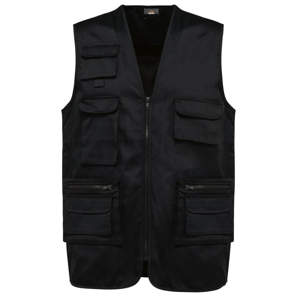 Gevoerd unisex gilet in polykatoen met veel zakken