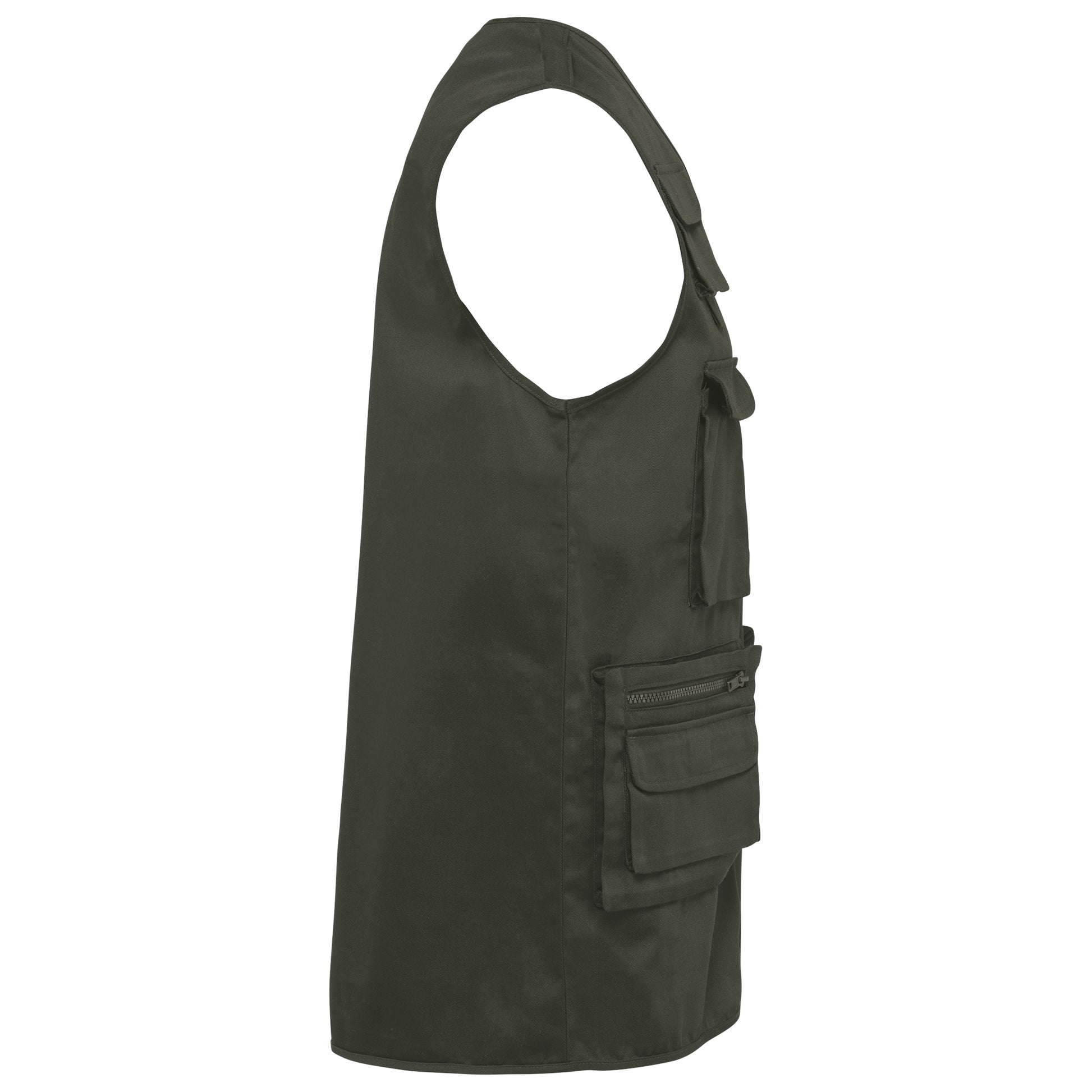 Gevoerd unisex gilet in polykatoen met veel zakken