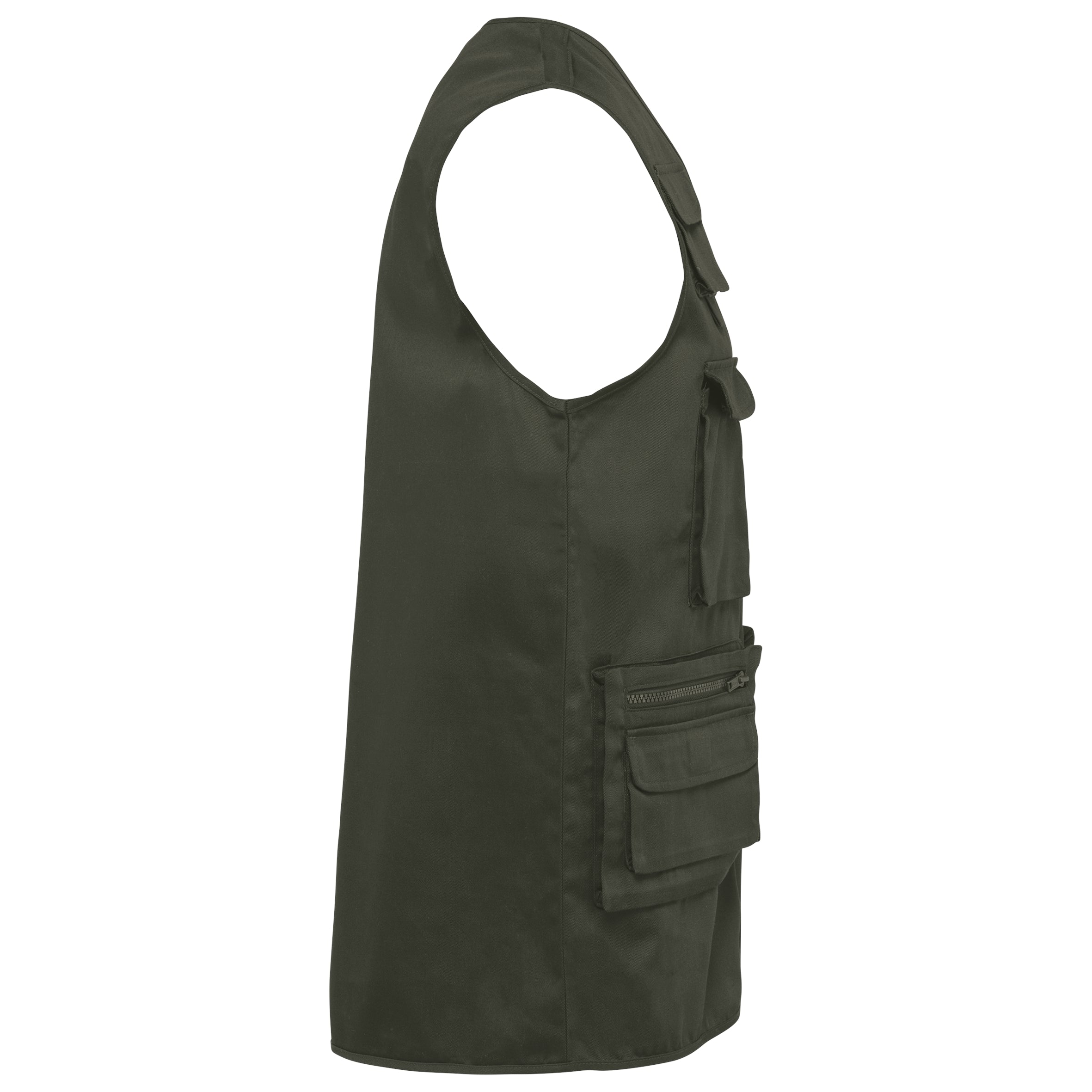 Gevoerd unisex gilet in polykatoen met veel zakken